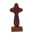 thumbnail image 4 of jicheng Cross Statue Wood Figurine with Base Collection Sculpture Tabletop Ornament for Hallway Housewarming Desktop Fireplace Family Dark Brown, 4 of 9