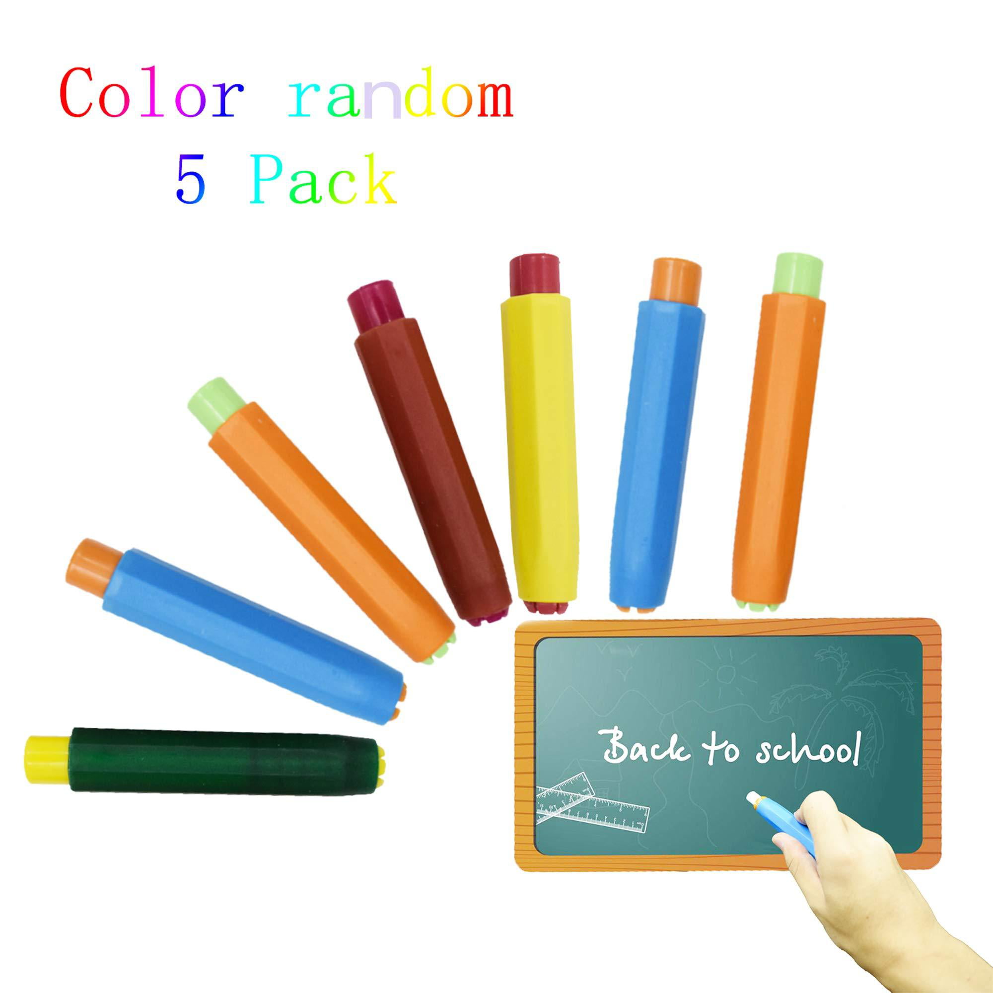 LiXiongBao 5 Pack Adjustable Colorful Chalk Clip Chalk Holder Dustless for Teachers Kids School Office blackboard Kitchen chalkboard Drawing Board Random Color 