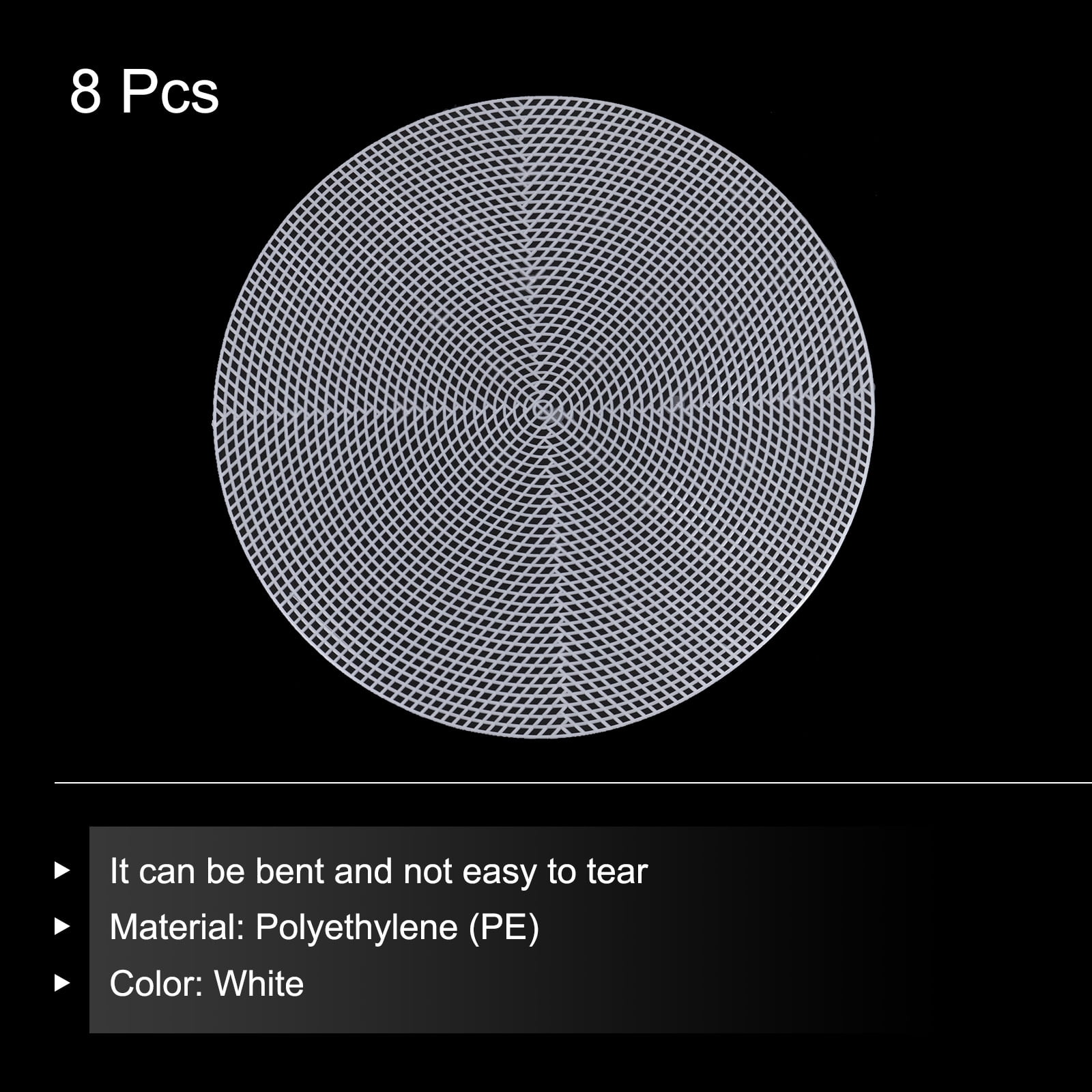 Uxcell 8Pcs 15" Plastic Mesh Canvas Sheet 5 Count Round Needlepoint Blank Canvas for Embroidery Crafting White