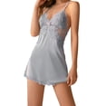 thumbnail image 2 of WZXFASHION Sexy Backless Sweet Girl Small Floral Plus Chest Pad Nightdresss Outer Robe Home Clothes Suit Intimates Blue M, 2 of 9