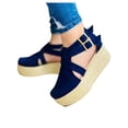 thumbnail image 4 of LoyisViDion Womens Sandals Clearance Summer Women'S Shoes Round Toe Side Empty Baotou Wedges Women Sandals Dark Blue 10.5(43), 4 of 4