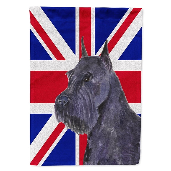 Schnauzer with English Union Jack British Flag Garden Flag