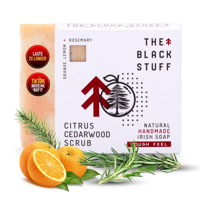 The Black Stuff Jabón de barra natural para hombres Jabones de proceso en frío hechos a mano con ingredientes orgánicos y aceites esenciales - Jabón para hombre para uso diario Jabón corporal exfoli