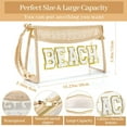 thumbnail image 3 of 2 Pack Crochet Mesh Beach Tote Bag with Letter Patch Pocket Summer Beach Tote Bohemian Straw Transparent Bag, 3 of 7