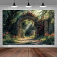 thumbnail image 4 of Flowers Forest Photography Backdrop Spring Wedding Party Backdrop Outdoor Garden Path Green Leaves Rose Natural Background Decoration Birthday Bridal Shower Photo Studio Props,5X3ft, 4 of 5