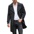 thumbnail image 2 of LYSMORA 2026 Men's Double Breasted Mid Length Trench Coat, Adjustable Strap Cuff Slip Pockets Loose Fit Casual Travel Outerwear, 2 of 8