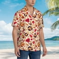 thumbnail image 3 of Balery Skull Retro record lips Camisas hawaianas de manga corta para hombre, camisas playeras de corte holgado, camisas de vacaciones con botones,XX-Large, 3 of 7