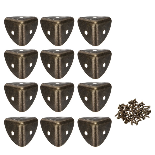 12Pcs Antique Iron Bronze Corner Wooden Box Edge Corner With Screws Bronze