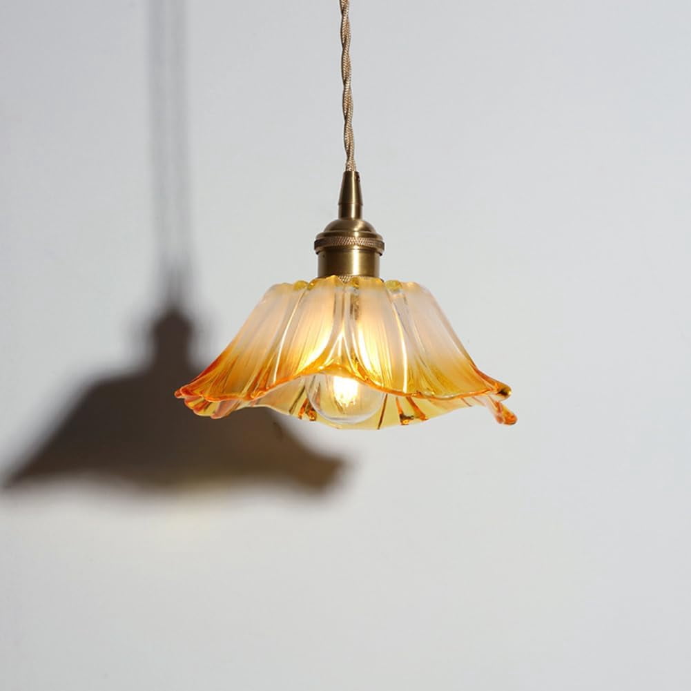 Farmhouse Glass Pendant Light for Over Island, Flower Shape Pendant Lamp for Dining Room, Vintage Rustic Pendant Light Fixture, American Simple Pendant Light Fixture