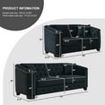 thumbnail image 2 of BUIORD 2 Piece Chesterfield Sofa, 77" Velvet 3 Seater Sofa + 59" Velvet Loveseat for Living Room, Upholstered Tufted Couch with Nailhead Arms, Black, 2 of 6