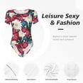 thumbnail image 6 of Uemuo Beautiful Flower Pattern Women's One Piece Short Sleeve Swimsuit Rash Guard Surfing Modest Quick-drying Swimsuit Beach Essentials-Small, 6 of 9