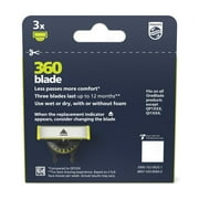 Philips Norelco Oneblade 360 Blades, Genuine Replacement Blades For Oneblade Electric Shaver and Trimmer, Durable Stainless Steel, Trim, Edge and Shave, 3 Pack, QP430/80