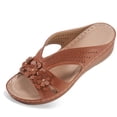 thumbnail image 2 of Commforr Sandales de Marche pour Femmes, Sandales à Semelle Compensée, Sandales pour Femmes, Chaussures d'Été pour Femmes, Sandales Mignonnes pour Femmes, Sandales Ecetana pour Femmes Chaussures Sandales à Enfiler Chaussures, Brun, 7, 2 of 6