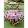 thumbnail image 3 of Outdoor Tablecloth with Umbrella Hole and Zipper, Spring Floral Round Table Cloth 60 Inch Waterproof Tablecloth, Summer Botanical Purple Pink Flower Picnic Table Cover for Patio Camping, 3 of 7