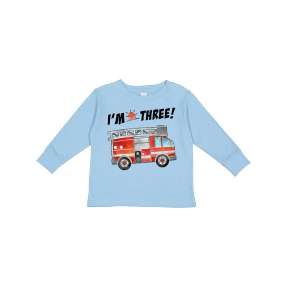 Inktastic I'm 3 Fire Truck 3rd Birthday Boys or Girls Long Sleeve Toddler T-Shirt