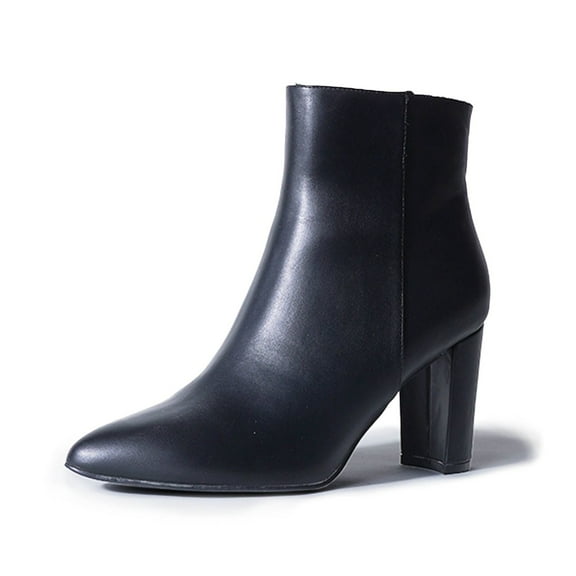 J. Adams Women's Wallice Ankle Booties - Chic Pointed Toe Block Heel Boots with Side Zipper - Comfortable and Stylish Dress Boots for Everyday Wear