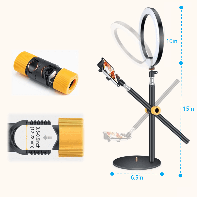 LINCO Overhead Phone Mount Dimmable 10" Ring Light Stand Boom Arm for Video Photo