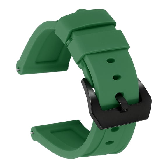 Uxcell Silicone Watch Bands 24mm Width Waterproof Quick Release Rubber Watch Bands with Black Buckle for Men Women, Drak Green