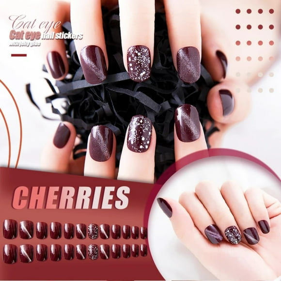 Xihbxyly Mysterious Cat Eye Nail Patch with Jelly Gu m ( 24PCS) 3ml for Home