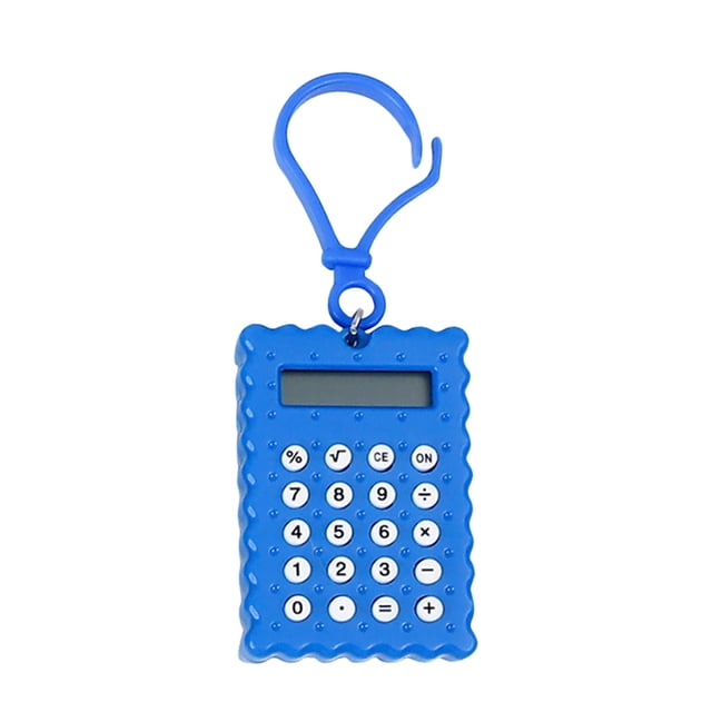 SLYNSHome Portable Mini Calculator 8 Digit,Pocket Small Calculator with Keychain for Office Business Use - Blue