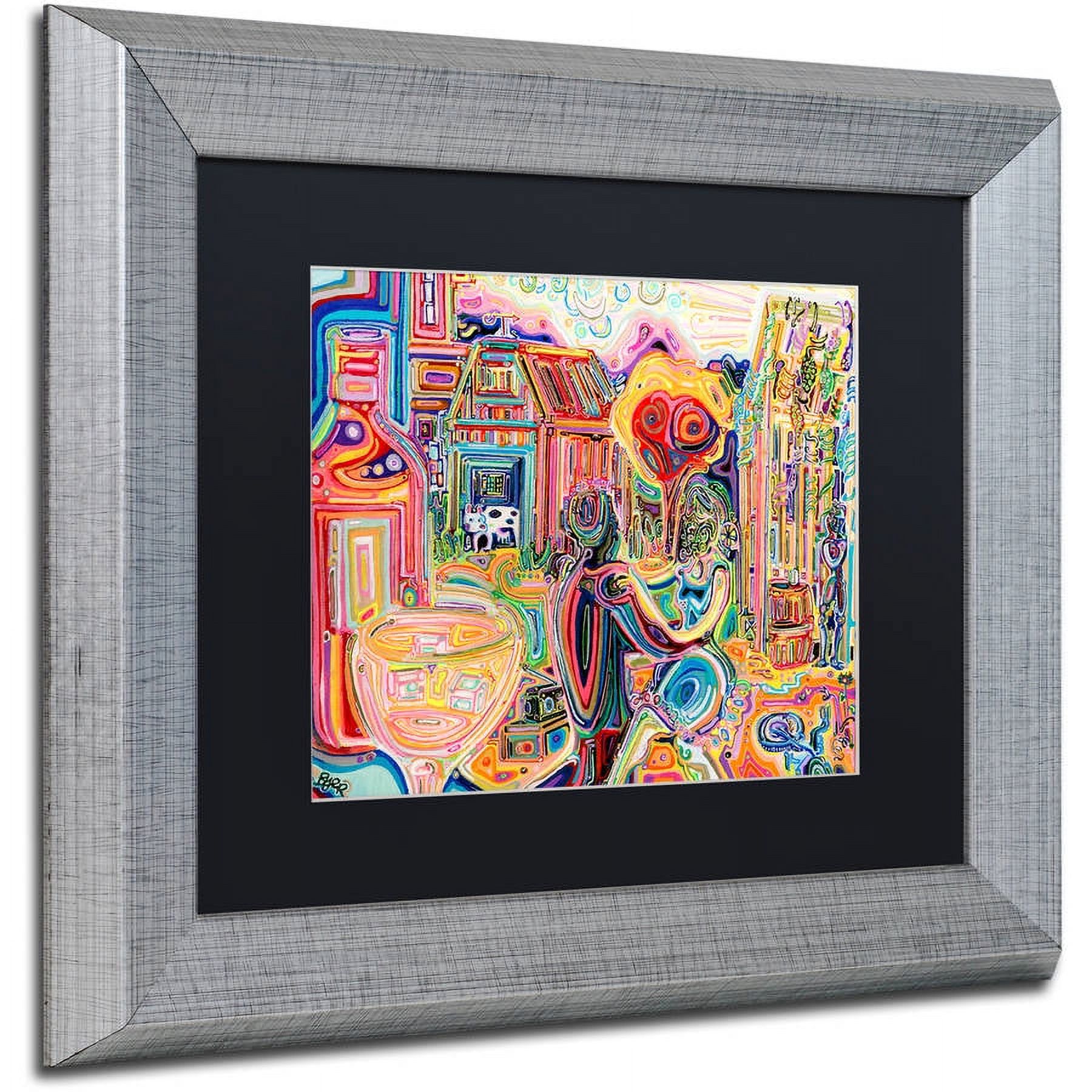 Trademark Fine Art "The Cow Sees Everything" Canvas Art by Josh Byer, Black Matte, Silver Frame