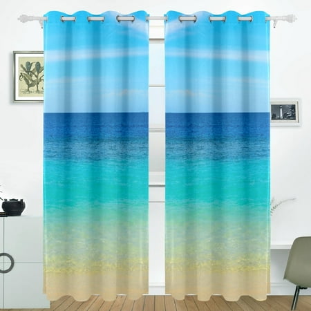 Popcreation Sea Blue Ocean Window Curtain Blackout Curtains