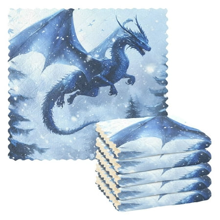 

Ryvnso Dragon Flying in Winter Kitchen Towels Dish Clothes for Drying Dishes Cleaning Absorbent Set of 6