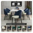 thumbnail image 5 of LeisureMod Dining Chair Upholstered in Leather with Curve-Back Design and Wood Leg for Modern Home and Kitchen Set of 4 Paradiso Collection  in Blue/White, 5 of 12