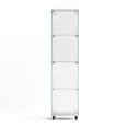 thumbnail image 5 of Display Shelves 4 Tier Glass Display Cabinet, Single Door Glass Cabinet with Lock and Wheels, Floor Standing Storage Cabinet with 3 Acrylic Shelves for Living Room, Bedroom and Office, White, 15.8"L, 5 of 16
