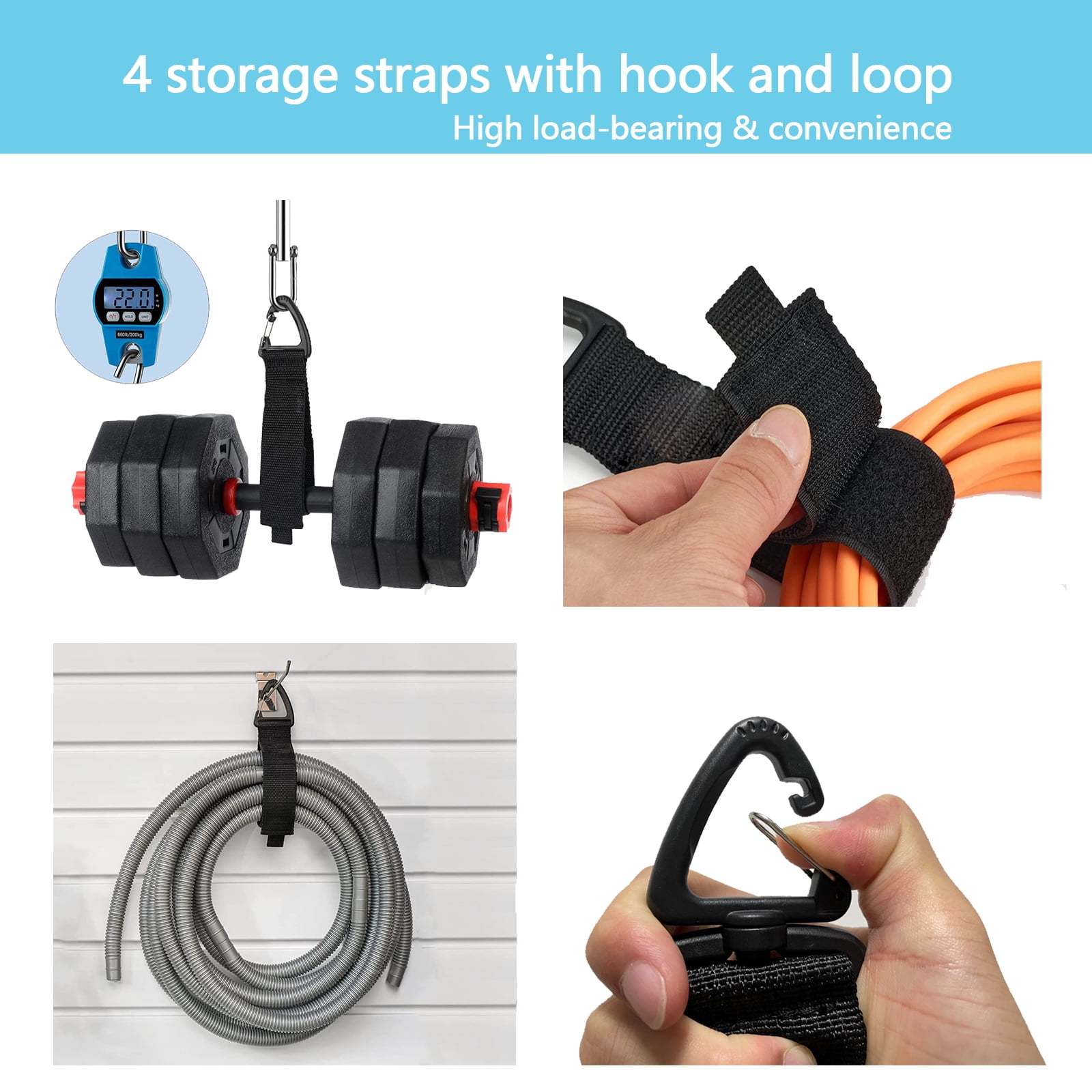 RV Hose Storage of 4 Pack, RV Accessories Storage Bag with 4 Storage Straps for Sewer Hoses/Fresh Water Hoses/Electrical Cords/Camper Tools Accessories