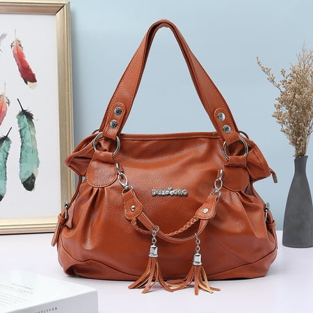 Meigar Women Tassel Leather Handbag Messenger Shoulder Bag Lady Tote ...