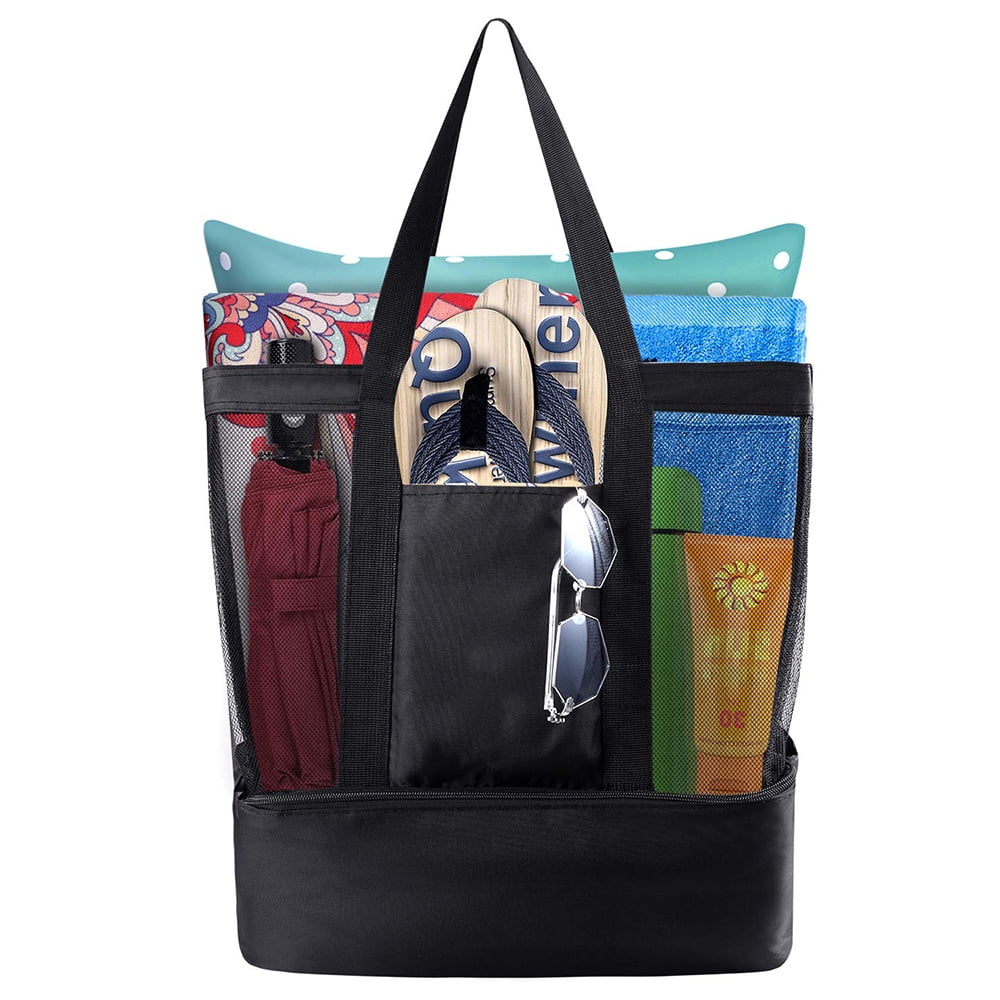 Beach Tote Bag for Women with Zipper and Pockets 
