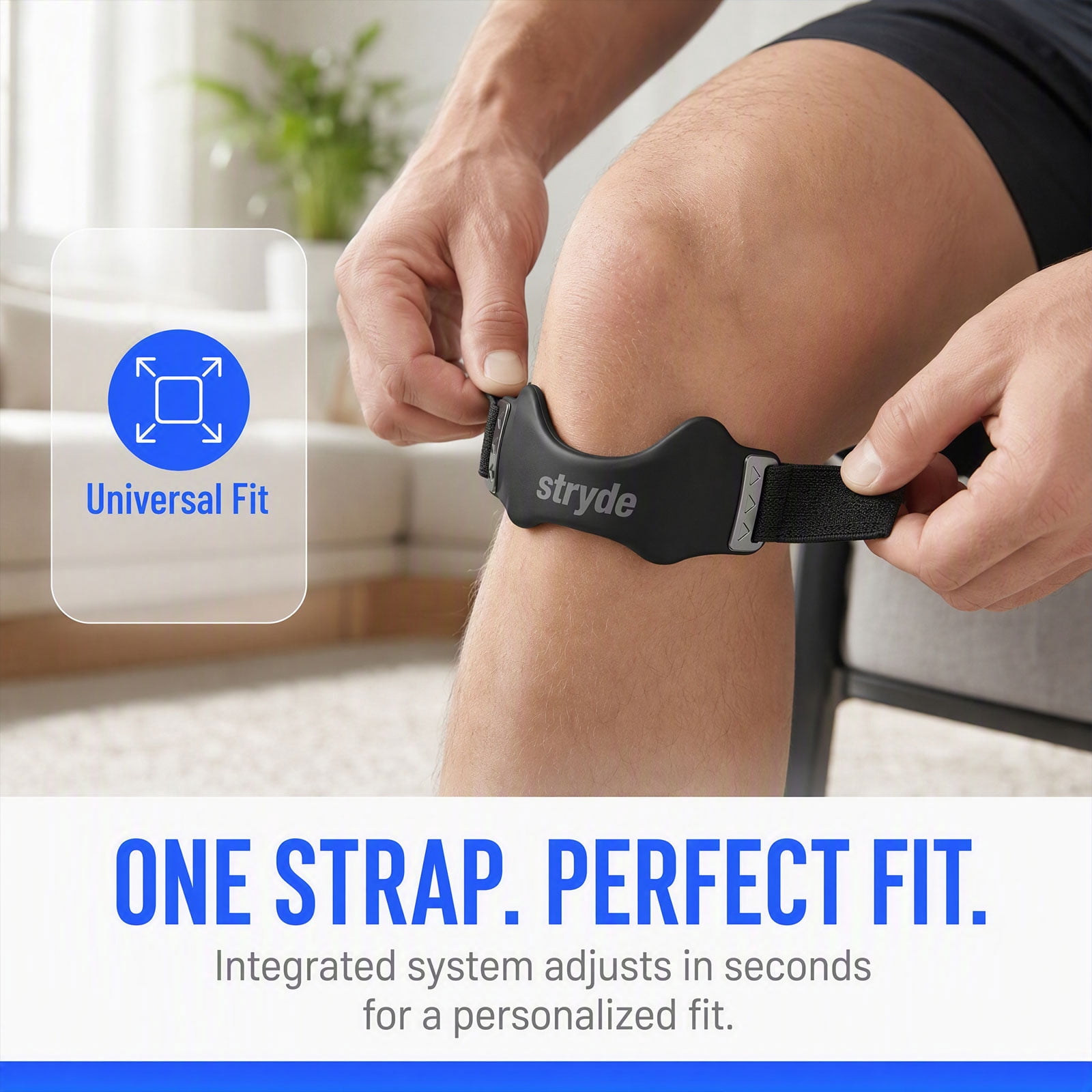 Stryde Knee Strap – 2026 New Precision Strap for Knee Support – Adjustable Lightweight Band for Travel, Sports & Daily Use – Silicone Lock Pad, Breathable (Gray, 1PCS)