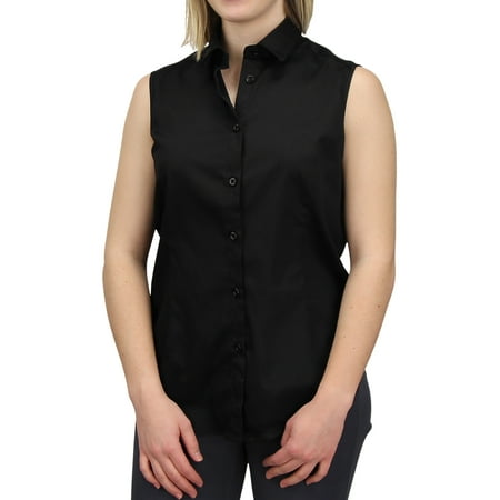 shirt collared button cotton down sleeveless blouse casual medium