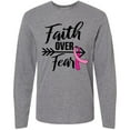 thumbnail image 3 of Inktastic Breast Cancer Awareness Faith over Fear with Pink Ribbon and Arrow Long Sleeve T-Shirt, 3 of 5