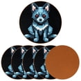 thumbnail image 2 of Pixel Dog 6PCS Microfiber Leather Round Coasters, 11x11 cm/4.3x4.3 in - Set of 6 Drink Coasters for Home and Office Use, 2 of 6