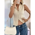 thumbnail image 5 of Womens Zip Up Sweater Vest Sleeveless Ribbed Knit V Neck Collared Striped Tank Tops  M, 5 of 8