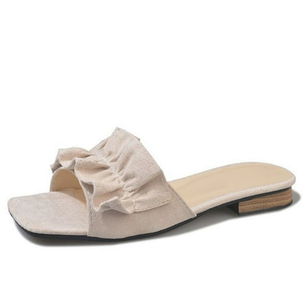 

Women Slippers Flats Sandals Wear-resistant Sole Lace Decoration Beach Slippers for Spring Summer Wear-resistant Sole Lace Decoration Slippers Flats Sandals Durable Women Spring Summer 39
