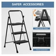 thumbnail image 4 of Foldable 3 Step Stool Ladder, 500 Lb Weight Limit Folding 3 Stepping Ladder for Kitchen, with Wide Anti-Slip Pedal, Sturdy Steel Ladder, Convenient Handrail, Lightweight, 4 of 7