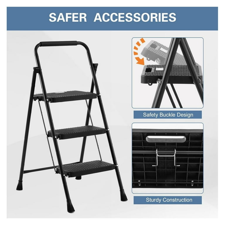 Clearance 3 Step Ladder Folding Step Stool Ladder with Wide Anti-Slip Clearance 3 Step Ladder Folding Step Stool Ladder with Wide Anti-Slip