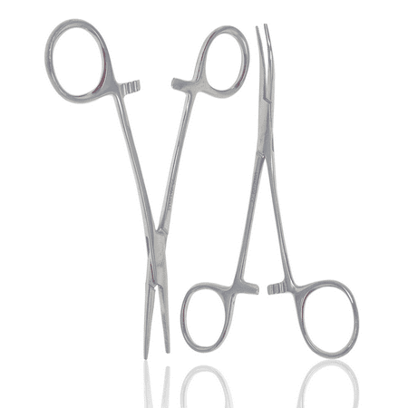 

Cynamed 2PC Kelly Clamping Locking Forceps (5.5 in. (13.97 cm) Straight and Curved Jaws)