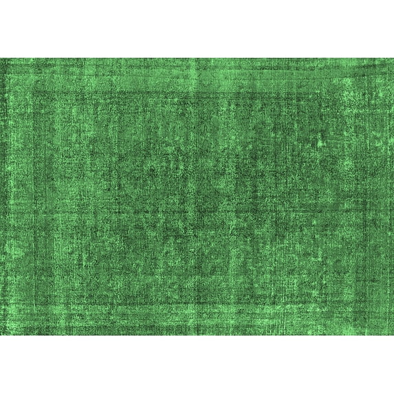 Ahgly Company Indoor Rectangle Oriental Emerald Green Industrial Area Rugs, 2' x 4'
