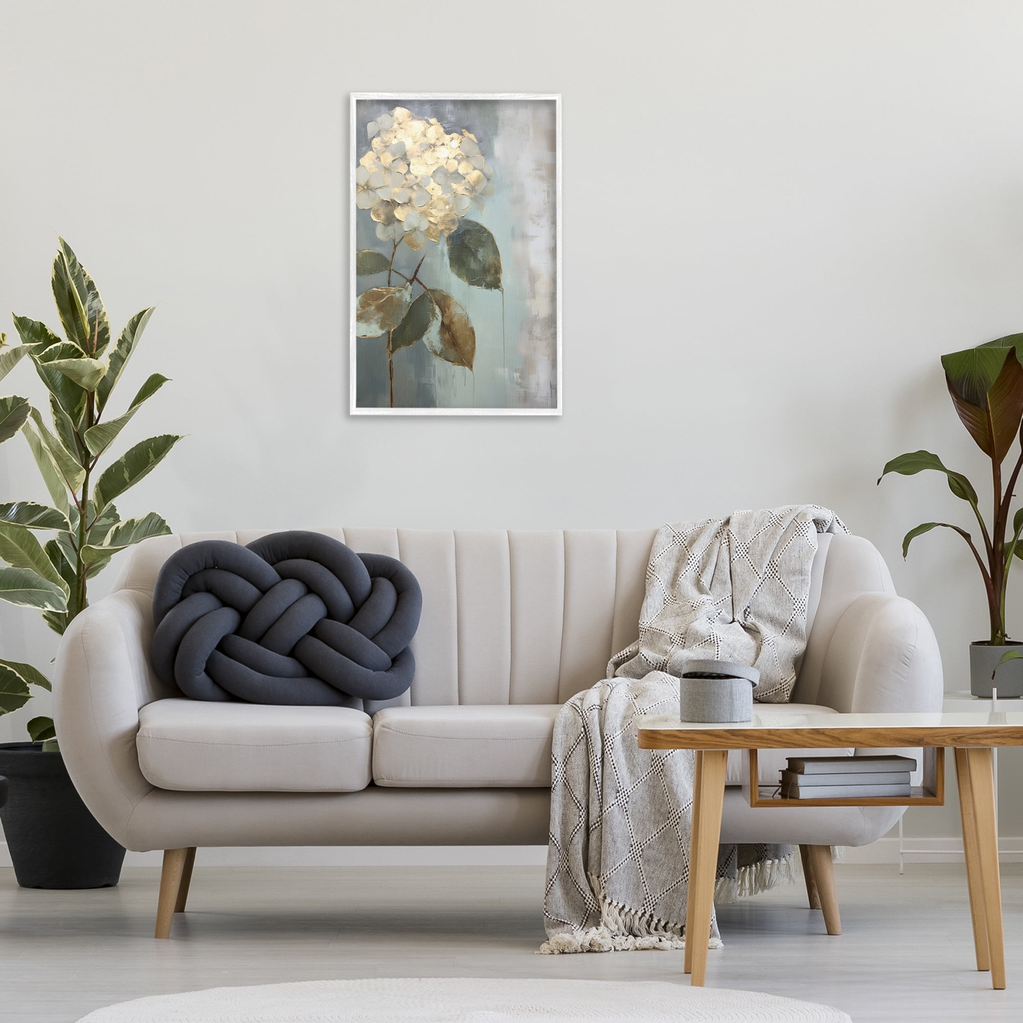 Stupell Industries Distressed Hydrangea Bloom Botanical & Floral Painting White Framed Art Print Wall Art, 20 x 30