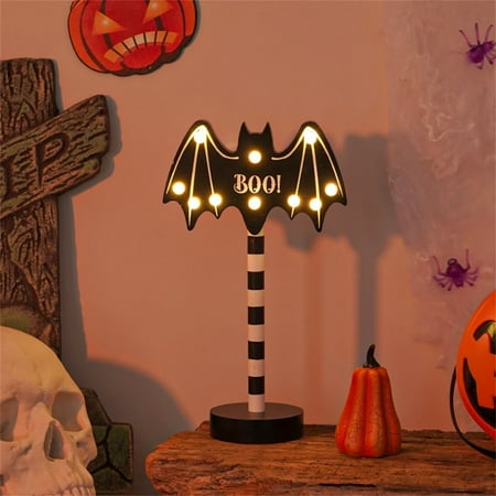 

Halloween Decorations Halloween Creative LED Pumpkin Bat Wooden Decorative Night Light Creating A And Mysterious Holiday Atmosphere Halloween Decorations