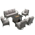 thumbnail image 2 of Unnifurnzi 6 Pieces Patio Furniture with Fire Pit-High Back Patio Swivel Chairs with Patio Couch Patio Furniture Sets for Deck Porch Garden Poolside Backyard-Brown/Gray, 2 of 7