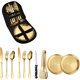 thumbnail image 1 of Juego de cubiertos de acero inoxidable para exteriores, juego de cubiertos para acampar, barbacoa, cuchillo, tenedor y cuchara, juego de cubiertos portátiles de viaje en caja de regalo, 1 of 5