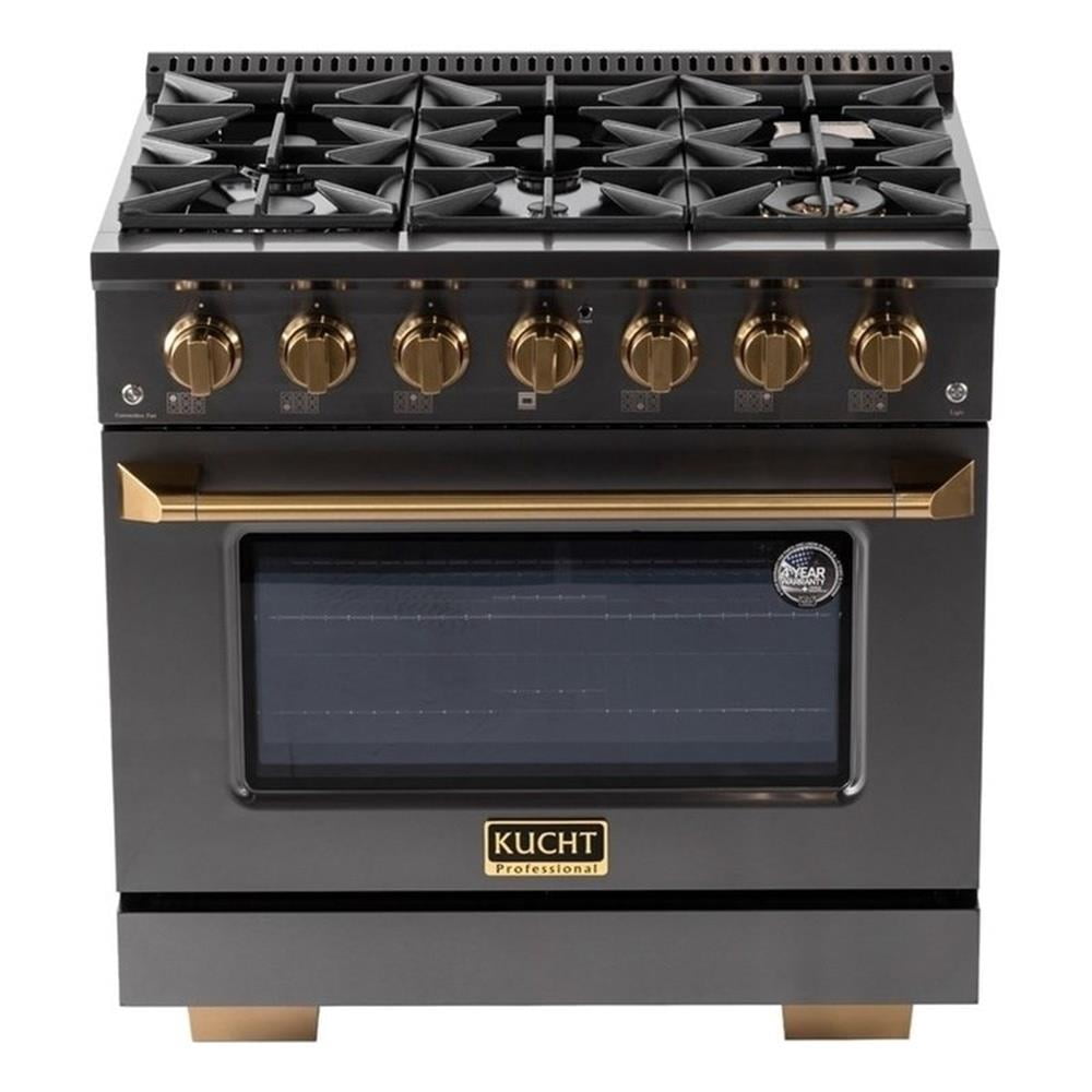 Pemberly Row 36" 5.2 cu. ft. Titanium Dual Fuel Range Natural Gas Sealed Burners
