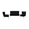 thumbnail image 3 of Costaelm Alaia Mid Century Modern Upholstered Tufted Velvet Loveseat Sofa and 22" Accent Chair 3-Piece Set, Black, 3 of 3