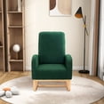 thumbnail image 2 of Rocking Chair, Modern Sherp Upholstered Accent Glider Chair with High Back and Side Pocket, Tufted Armchair Lounge Chair with Rubber Wood Legs for Living Room, Bedroom, Office, Green, 2 of 7