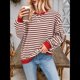 thumbnail image 4 of Sudadera Holgada Informal de Larga con Cuello Redondo y Bloques de Colores A Rayas de Gran Tamaño para Mujer, Estilo Y2K Café L, 4 of 10
